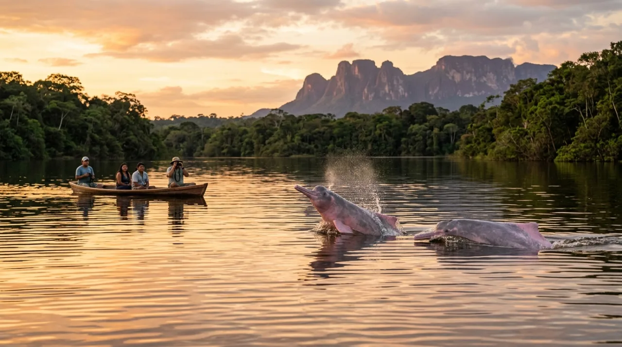 Atardecer en la Estrella Fluvial de Inirida Guainia paquete turistico