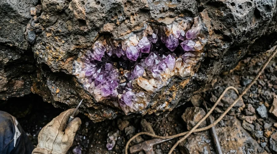 Yacimiento de cuarzos y geodas de amatista en Minas de Wanda Misiones