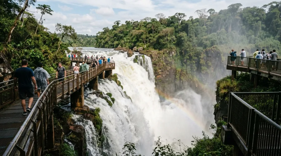 Pasarelas y salto de agua en Garganta del Diablo Cataratas del Iguazú